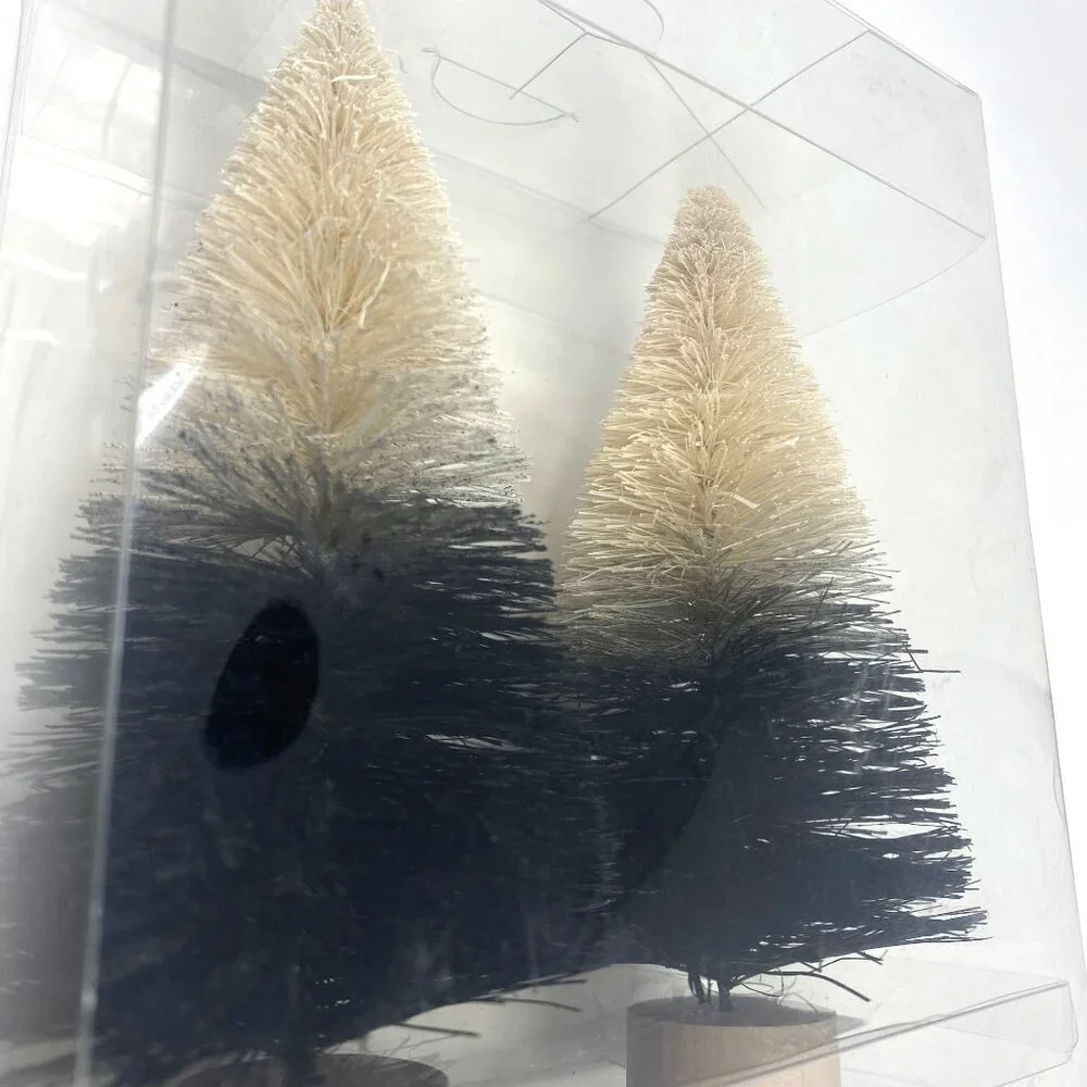 Target 2 Pk Ombre Black Cream Bottle Brush Tree Holiday Decorative